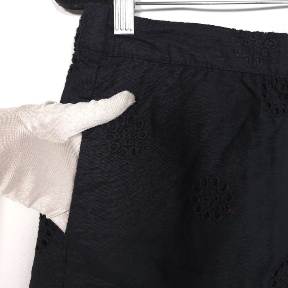 JOIE New Linen Cotton Blend Midi Skirt‎ Eyelet Set Black Embroidered Size LARGE - Picture 11 of 12